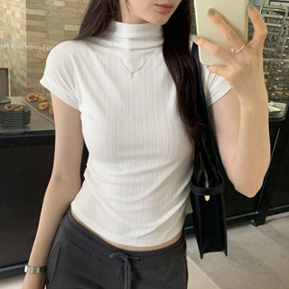 【ONY】掐腰設計感正肩短袖T恤女夏修身顯瘦小個子甜辣短款洋氣卡腰上衣