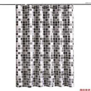簡約馬賽克圖案防水浴簾 加厚滌綸浴簾布 1片裝 240cm * 200cm 帶掛鉤16個