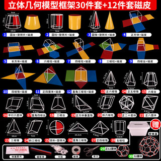 🌈「學校專用」科學教具 初高中立體幾何框架模型磁性幾何形體模型體積表面積演示器展開圖