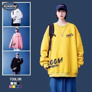 M-8XL 韓版秋季圓領大學t男 女 慵懶風 休閒寬鬆長袖上衣 男生大尺碼長T 中性衣服 情侶裝 加大尺碼