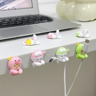 2 件裝卡哇伊卡通電纜整理器可愛 USB 充電器數據線線壁鉤電纜固定器耳機電纜繞線器桌面整理器