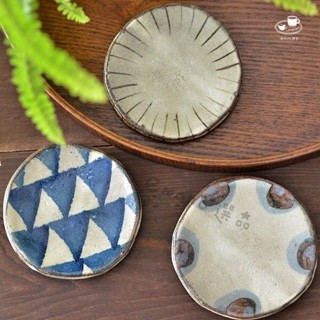 【emono選品】日本美濃燒 古染付 仿古手工 丸小皿 豆皿 小菜碟 茶托 和食器 日本製 現貨