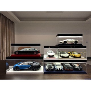 【收藏精品】現貨LED亞克力汽車模型高檔皮防塵展示盒燈板 BBR MR cmc專用1 18