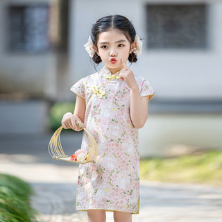 【部分現.貨】小跟班 女童旗袍 繽紛夏季短袖 連衣裙 兒童旗袍 旗袍 女童漢服旗袍裙 民族風 日常穿搭 JF