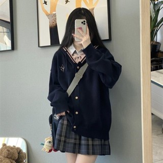 【HOT 本舖】 學院風新款春秋季針織外套開衫連帽少女日系寬鬆顯瘦毛衣外穿潮流