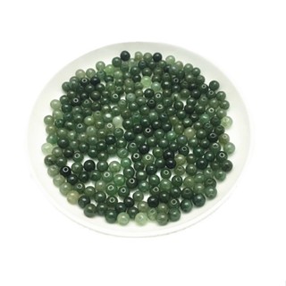 宏雲Hongyun-jf-(10pcs)- 緬甸玉器翡翠A貨diy玉石磨散珠配件5mm小油青圓珠子玉器