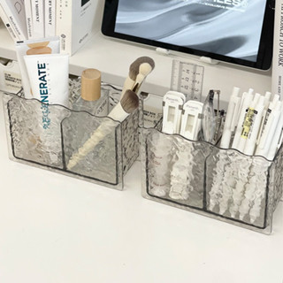 臺灣現貨🏆 ins風 桌面收納盒 化妝品收納盒 收納盒 化妝刷收納 化妝品收納盒 冰川紋刷筒 髮飾收納盒 收納櫃