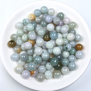 宏雲Hongyun-jf-(5pcs)- 緬甸玉天然翡翠散珠a貨三彩緬甸玉珠子冰種DIY項鍊手鍊珠配珠批發
