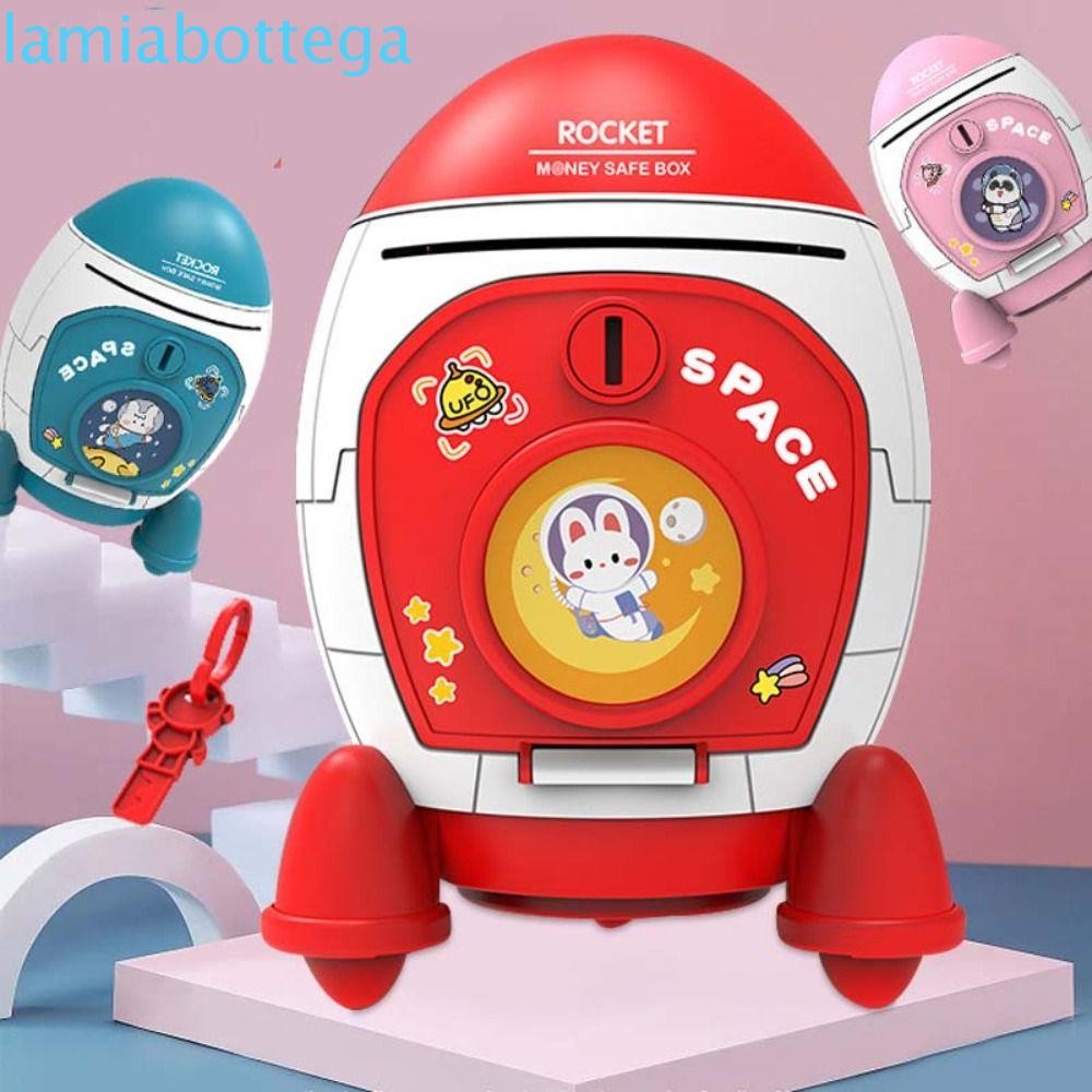 LAMIABOTTEGA Rocket Piggy Bank,密碼鎖指紋電子銀行保險箱,硬幣保險箱大容量帶鑰匙耐用兒童存