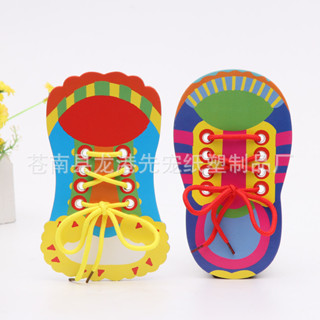 [現貨速髮]新款手工diy幼兒園早敎係鞋帶敎具兒童動手穿繩練習打蝴蝶結繪畵玩具