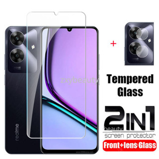 Realme Note 60 60 60X 2024 5G 4G 螢幕保護膜 2in1 全覆蓋透明鋼化玻璃適用於 Not
