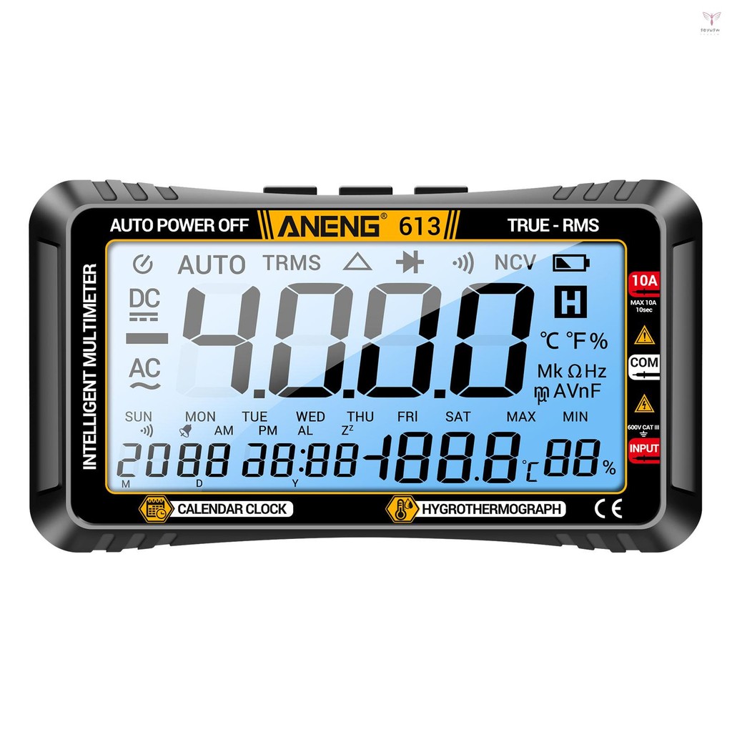 Aneng 613 3合1萬用表萬年曆溫濕度計4000計數數字交直流電流電壓電阻電容測試儀專業測試工具