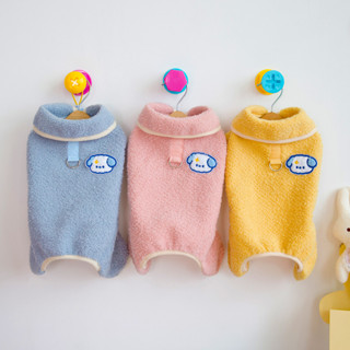 可愛小狗刺繡寵物絨衣 寵物秋冬保暖衣 狗狗保暖衣服 小型犬貓咪可穿秋冬保暖舒適 翻領四腿絨衣 可牽引小狗衣服