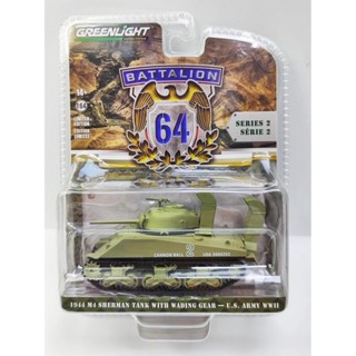 GreenLight 1:64 1944 年 M4 謝爾曼坦克深涉水 1942 吉普威利斯 MB 金屬汽車模型