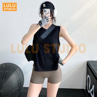 LULU【圓領運動罩衫】疊穿無袖 寬鬆 速乾背心 透氣 普拉提 舒適 T恤 健身跑步 運動上衣 瑜珈服 女裝 SY8