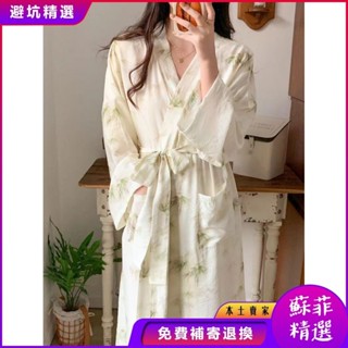 【蘇菲精選】薄款 居家生活 情侶浴袍 睡袍睡衣 舒適好穿中國風春夏季古風長款睡袍女2024年高階大碼可外穿女士浴袍傢居服
