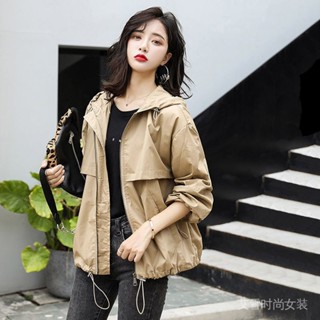 工裝外套女春秋韓版寬鬆BF2024新款ins潮百搭學生短款小個子風衣 TUHV