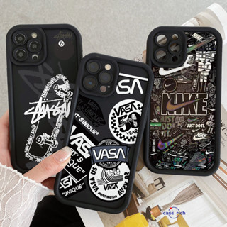 Hitam黑色極簡塗鴉外殼相容iphone 7 15 6 6S 8 14 Plus 13 11 12 14 15 PRO