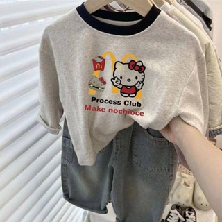 Smile Kids 女童長袖 臺灣出貨 女童長袖T恤兒童圓領上衣卡通新款印花2024洋氣韓版拼色打底衫
