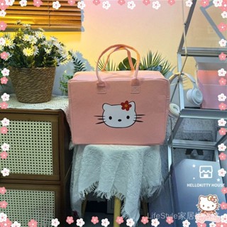 HelloKitty大容量旅行包加厚收納袋 毛氈可愛行李包外出拉桿箱搭檔手提包 被褥收納包