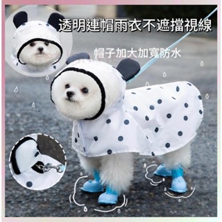 🐾可愛波點小熊狗狗雨衣🐾 中小型犬透明雨衣 博美夏季寵物衣服 雨天出行 雨披 防風防雨