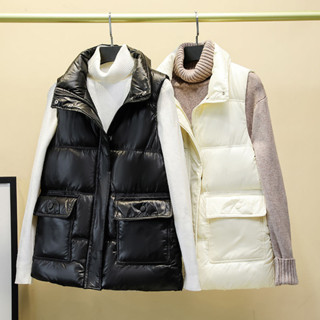 胖胖美依 防風外套 加厚保暖外套 羽絨棉服 馬甲外套 中大尺碼M-3XL 新款短款洋氣保暖背心馬夾外套坎肩-1743.