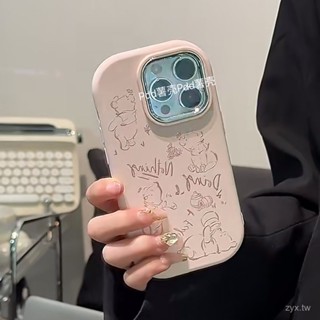 卡通維尼熊Apple15promaxPhone case14plus/13prodrop-抗性大孔11/xsmaxSof
