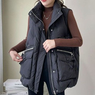 胖胖美依 防風外套 加厚保暖外套 羽絨棉服 秋冬外套M-3XL 新款羽絨棉馬甲背心寬鬆韓版坎肩外套-1738.