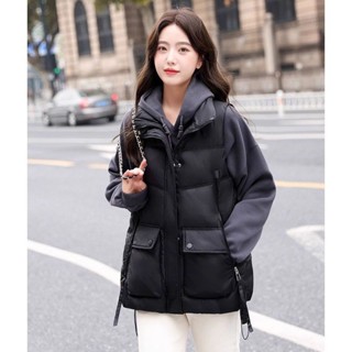 胖胖美依 保暖外套 風衣 防風外套M-2XL 棉服馬甲 新款小眾別緻純色百搭坎肩無袖背心外套-1778.