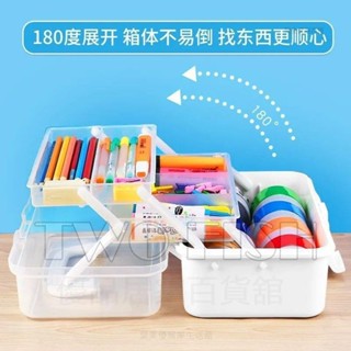 桌上收納盒 收納箱 收納盒 美妝收納盒 化妝品收納 藥箱 工具箱 手提化妝箱 醫藥箱 具箱三層多功能折疊學生用國畫繪畫箱