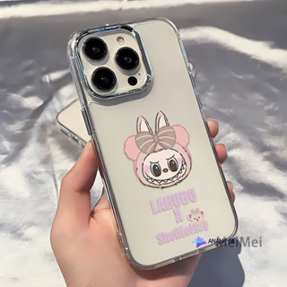 可愛蝴蝶結拉布布手機殼 iPhone 16 15 14 13 12 11 Pro max 透明軟殼 電鍍相框 全包邊防摔