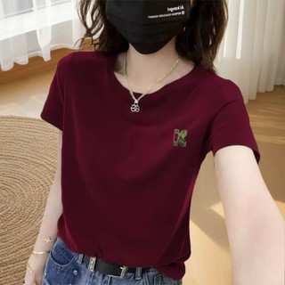 胖胖美依 短袖上衣 短袖T卹 印花上衣 學院風M-2XL新款正肩短袖寬鬆獨特洋氣設計感小眾上衣-8387.