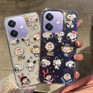 適用於 OPPO A3x Reno12F OPPOA3X 5G TPU 軟殼可愛卡通表情史努比狗手機殼透明手機外殼