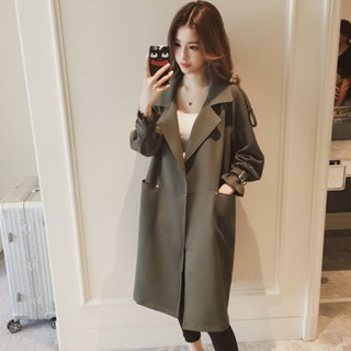 春秋風衣女新款韓版氣質百搭中長款小個子外套女薄款寬鬆大衣20241004