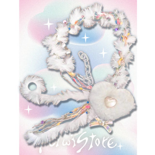 🦋Y2K Y2K白色流蘇愛心毛絨chocker項鍊 辣妹亞文化甜酷多巴胺美拉德千禧 鎖骨鏈 頸鏈 項鍊