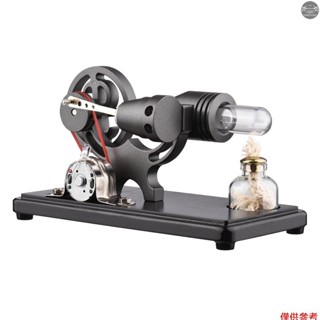 熱風斯特林發動機發電機電機模型帶 LED 燈美元飛輪設計科學實驗山毛櫸底座 DIY 教育玩具教師成人兒童學校