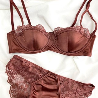 👗夢欲熱門款綠野薔薇/夏季薄款半杯小胸聚攏內衣女法式收副乳防下垂文胸套裝