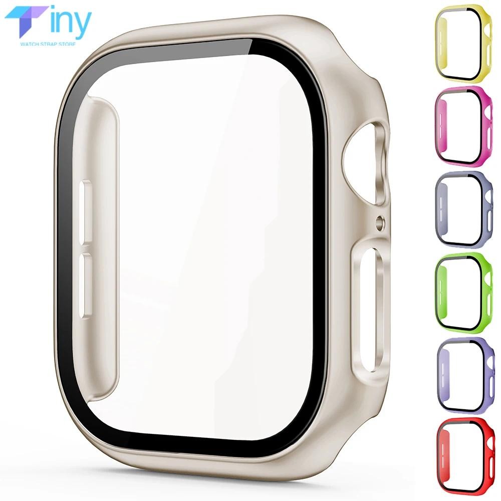 啞光硬質 PC 保險槓屏幕保護殼鋼化玻璃 + 保護殼適用於 Apple Watch 10 42mm 46mm IWatc