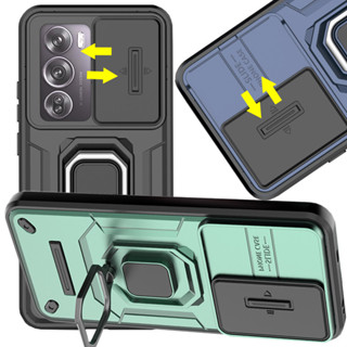 支援隔日出貨 護鏡推窗 帶支架指環 防摔 手機殼 適用 OPPO Reno 12Pro 手機殼 鏡頭蓋 推拉窗 保護殼