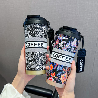 隨行咖啡杯 霸王茶姬咖啡杯 雙層真空保溫杯 便攜式隨手杯 戶外車載保溫杯