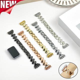 SAMSUNG 波浪形金屬錶帶相容三星 Galaxy Watch Fit 3 錶帶,適用於 Galaxy Watch F