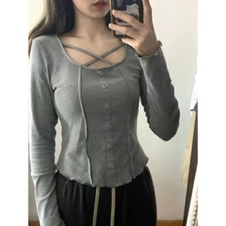S-5XL 大尺碼針織衫春秋港味復古chic辣妹心機顯瘦t恤大碼胖mm短款上衣女修身