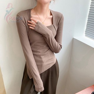 大碼純欲風胖mm遮肚子女裝秋冬季300斤上衣t恤內搭打底衫百搭洋氣長袖上衣 秋冬寬鬆t恤 韓版t恤 大碼女裝【PAPA】