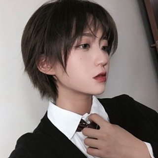 ✨可開發票#假髮女 短髮假髮 全頭套自然 透氣 逼真 cos正太男生狼尾少年感 自然女裝大佬學生假頭髮