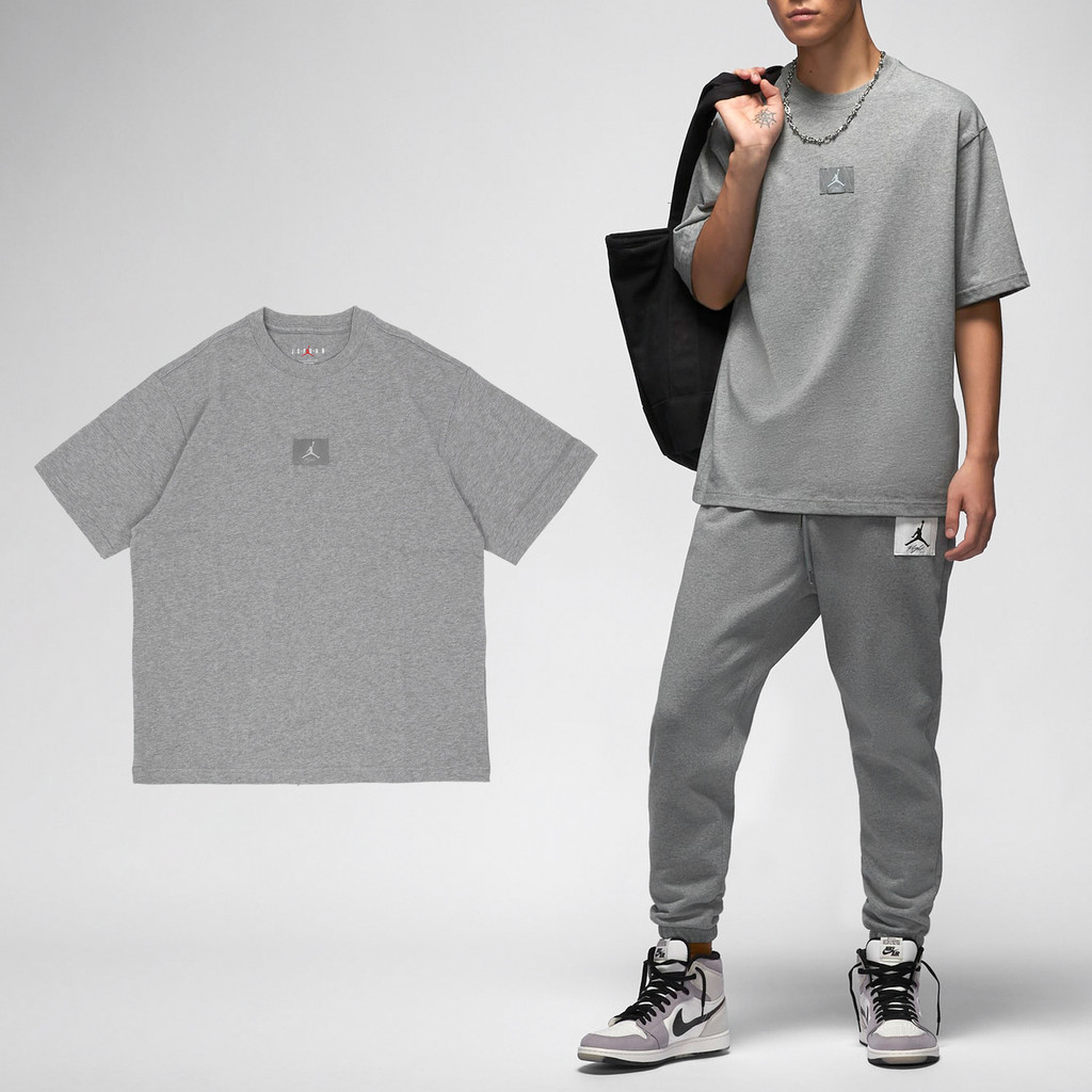 Nike 短袖 Jordan Flight 男款 灰 短T 重磅 小標 喬丹  [ACS] FZ1913-091