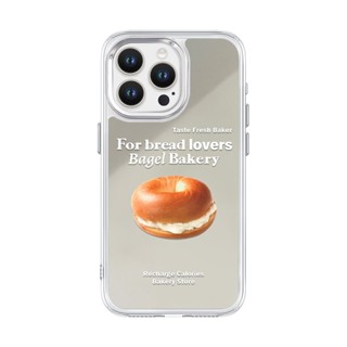 適用於簡約原創甜品手機殼iPhone15蘋果16Promax鏡面12/13Pro貝果11乳酪14/15plus小眾高階m