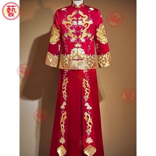 中式龍鳳掛 中式龍鳳掛 文定 拍照 迎娶 秀禾服男生 中式新郎服 新款結婚禮服 中國風 男士唐裝 秀禾龍鳳褂 婚服 大碼