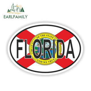 EARLFAMILY 13cm x 8.8cm FLORIDA STATE OVAL 帶旗幟貼紙美國聯合國汽車貼紙車門大