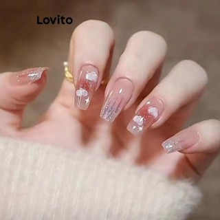 Lovito 女士休閒素色珍珠人造指甲 LFA42413