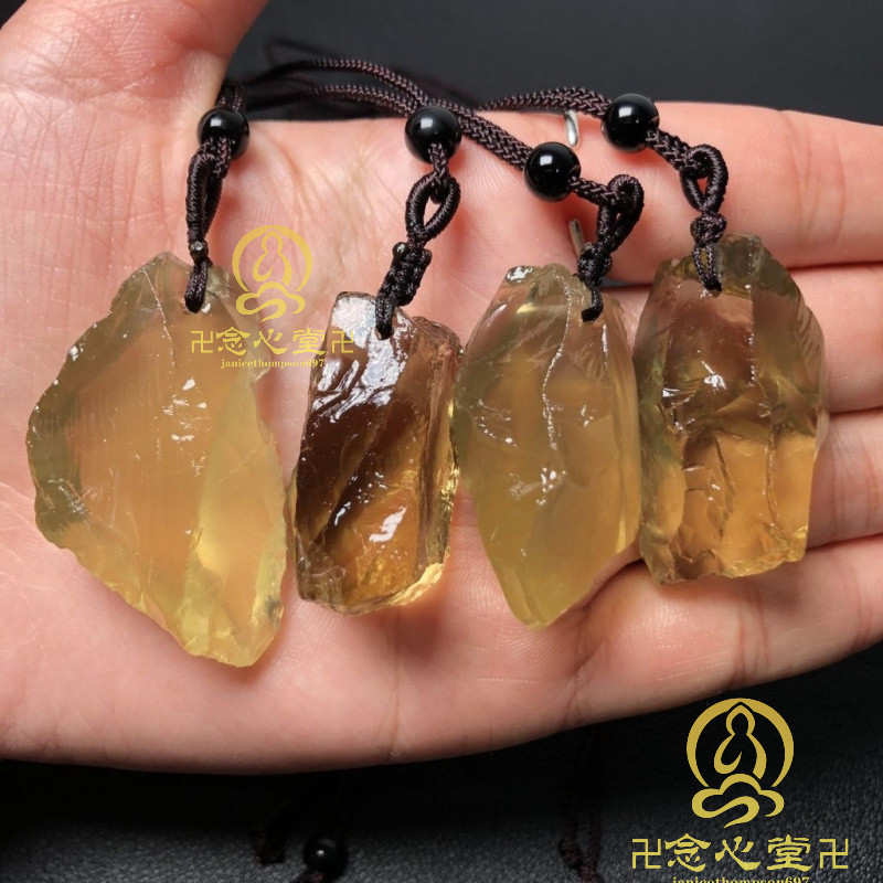 🙏結緣品🙏黃水晶吊墜 黃水晶項鍊 招財 旺財 偏財 來財 財運 真品巴西純天然黃水晶原石吊墜項鏈毛衣鏈情侶掛件原礦吸財除